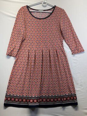 Max Studio Scoop Neck Floral Medallion Print Dress Sz L